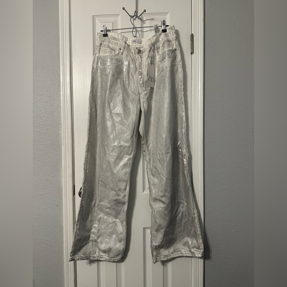Zara TRF Foil Wide leg jeans-10